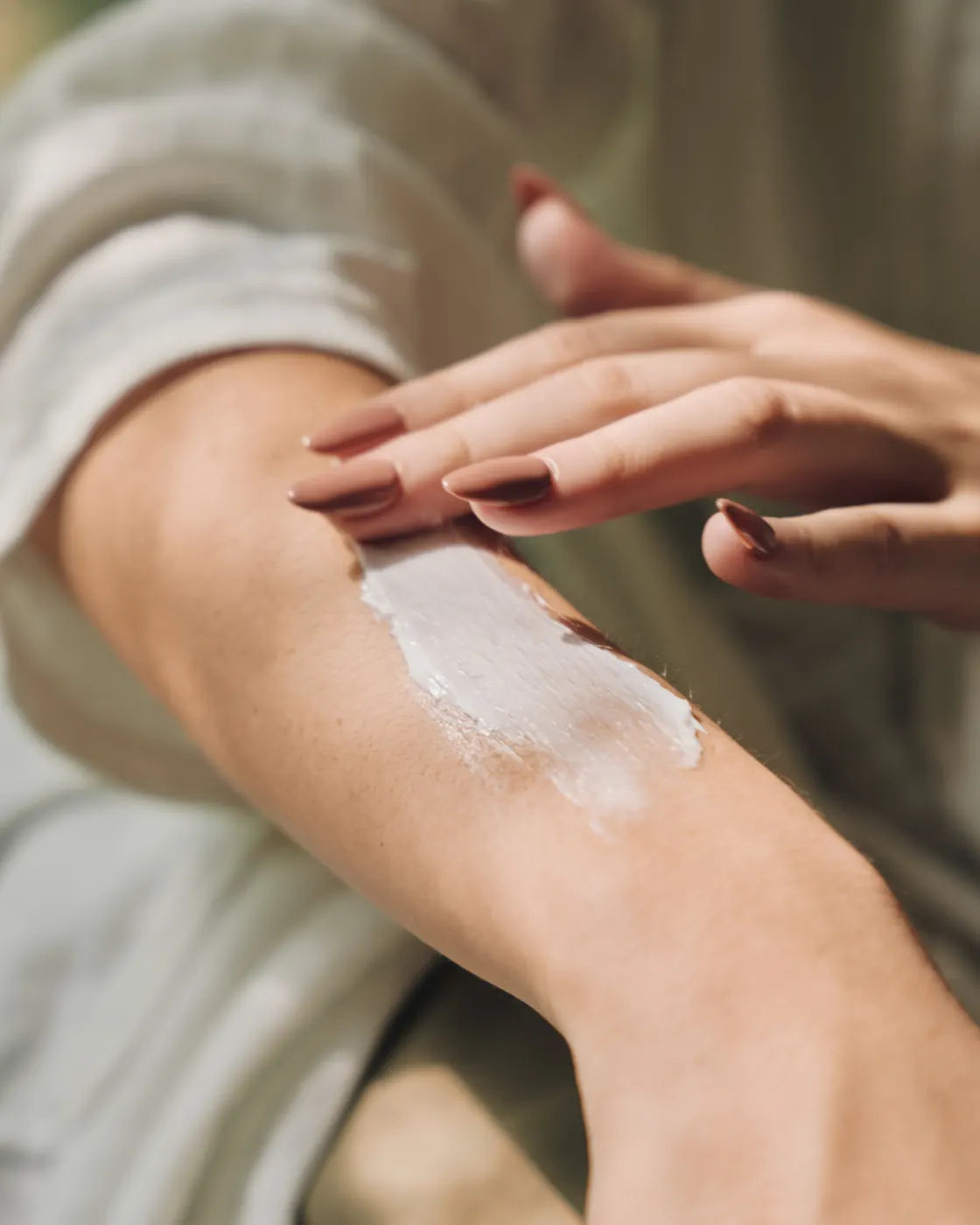 Body butter applied on the arm